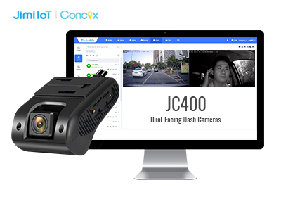 the JC400 dual facing dash cam with real-time location tracking, impact and incident detection, and alerts for dangerous driving behavior.